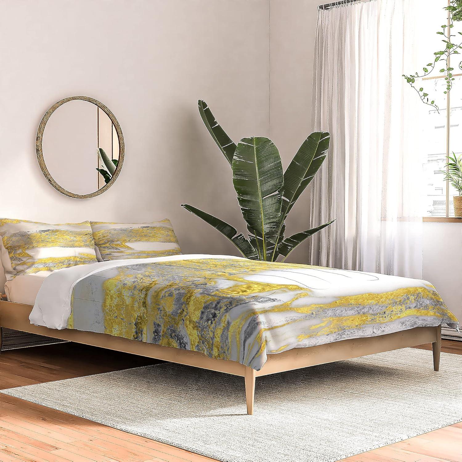 imageSociety6 2021 Cotton Comforter King Anitas amp Bellas Artwork Gold Palm Leaves Dream 1Sheila Wenzelganny Silver and Gold Marble Design
