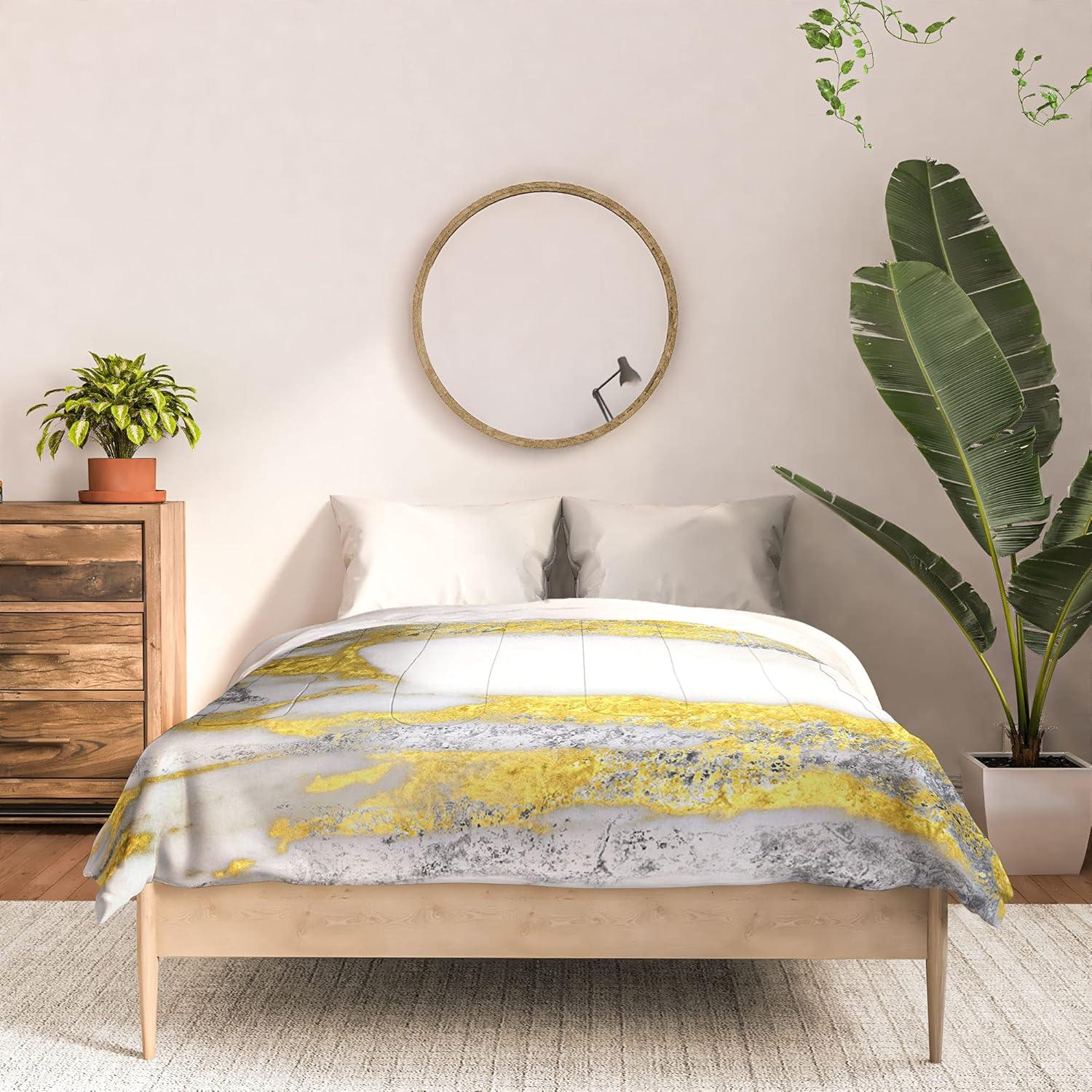 imageSociety6 2021 Cotton Comforter King Anitas amp Bellas Artwork Gold Palm Leaves Dream 1Sheila Wenzelganny Silver and Gold Marble Design