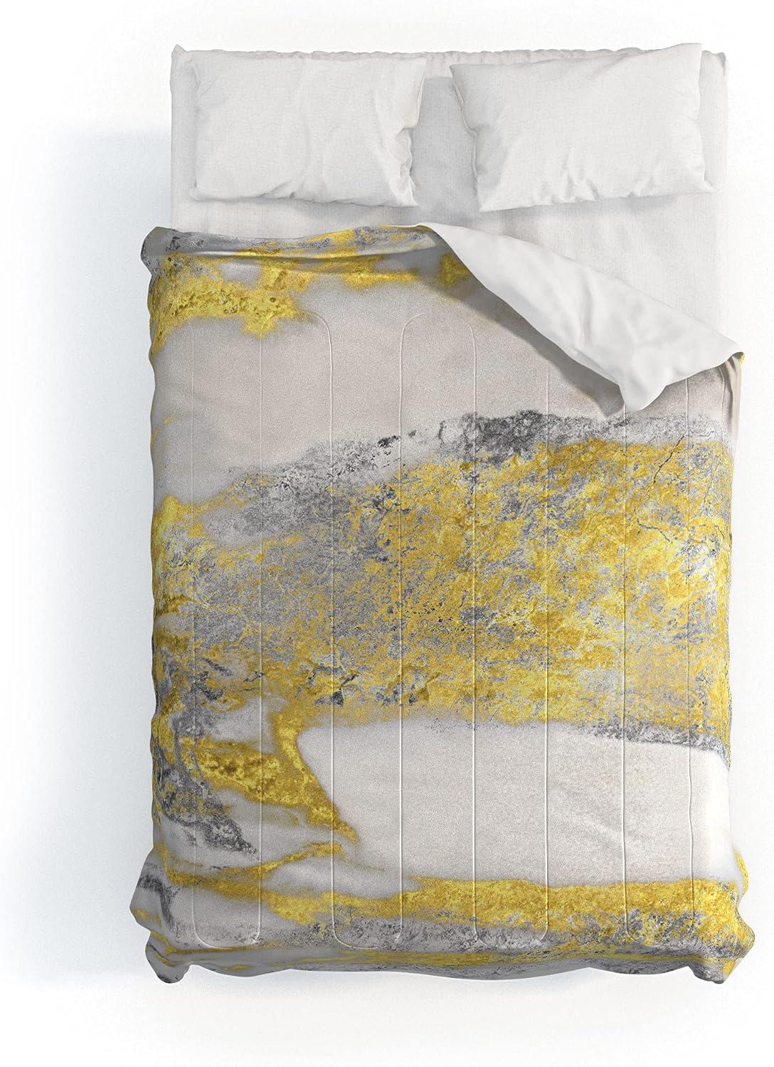 imageSociety6 2021 Cotton Comforter King Anitas amp Bellas Artwork Gold Palm Leaves Dream 1Sheila Wenzelganny Silver and Gold Marble Design