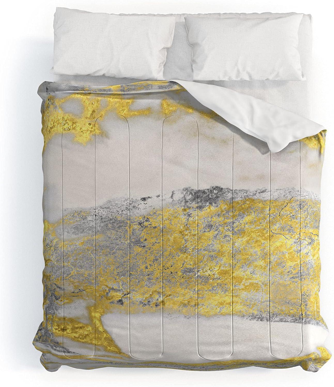 imageSociety6 2021 Cotton Comforter King Anitas amp Bellas Artwork Gold Palm Leaves Dream 1Sheila Wenzelganny Silver and Gold Marble Design