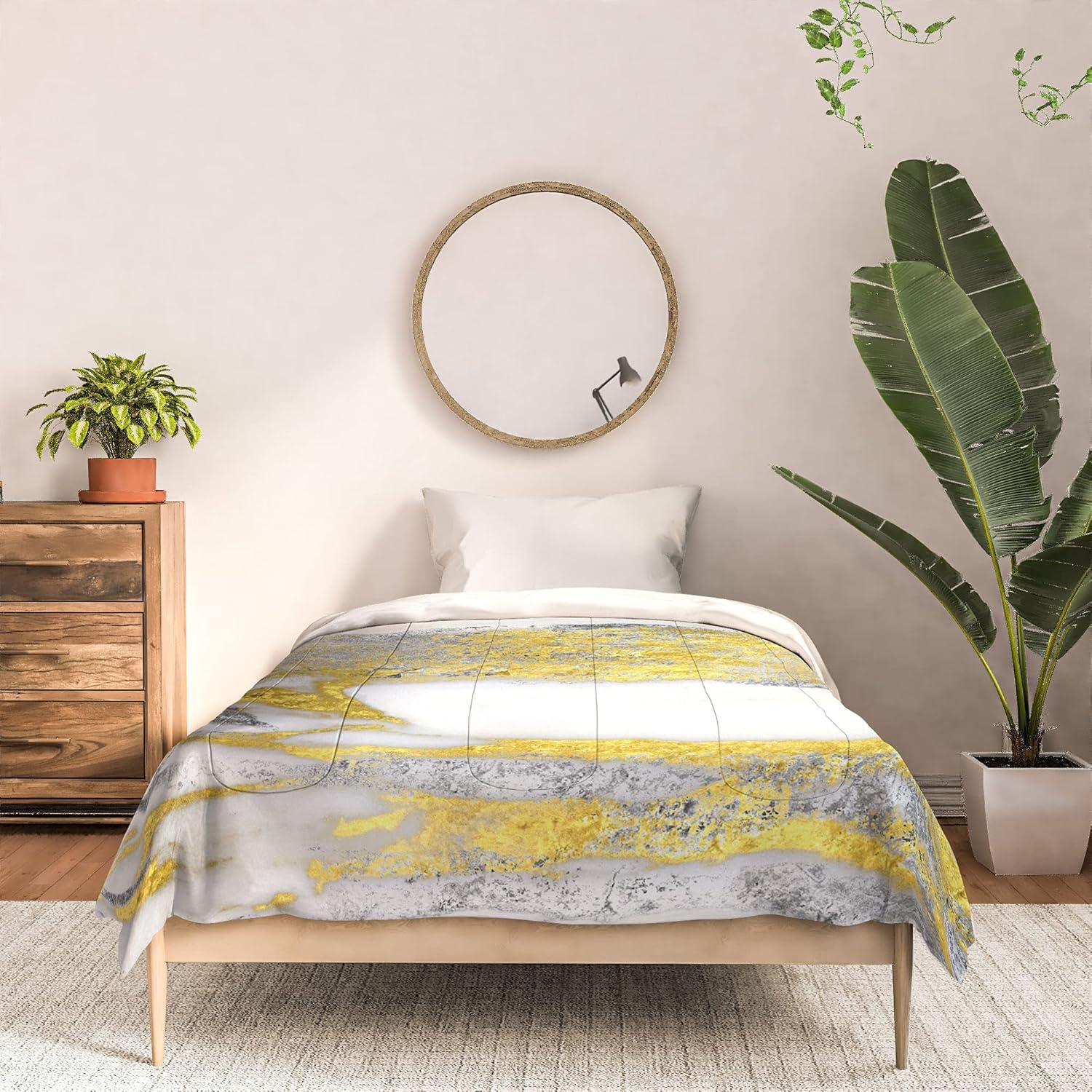 imageSociety6 2021 Cotton Comforter King Anitas amp Bellas Artwork Gold Palm Leaves Dream 1Sheila Wenzelganny Silver and Gold Marble Design