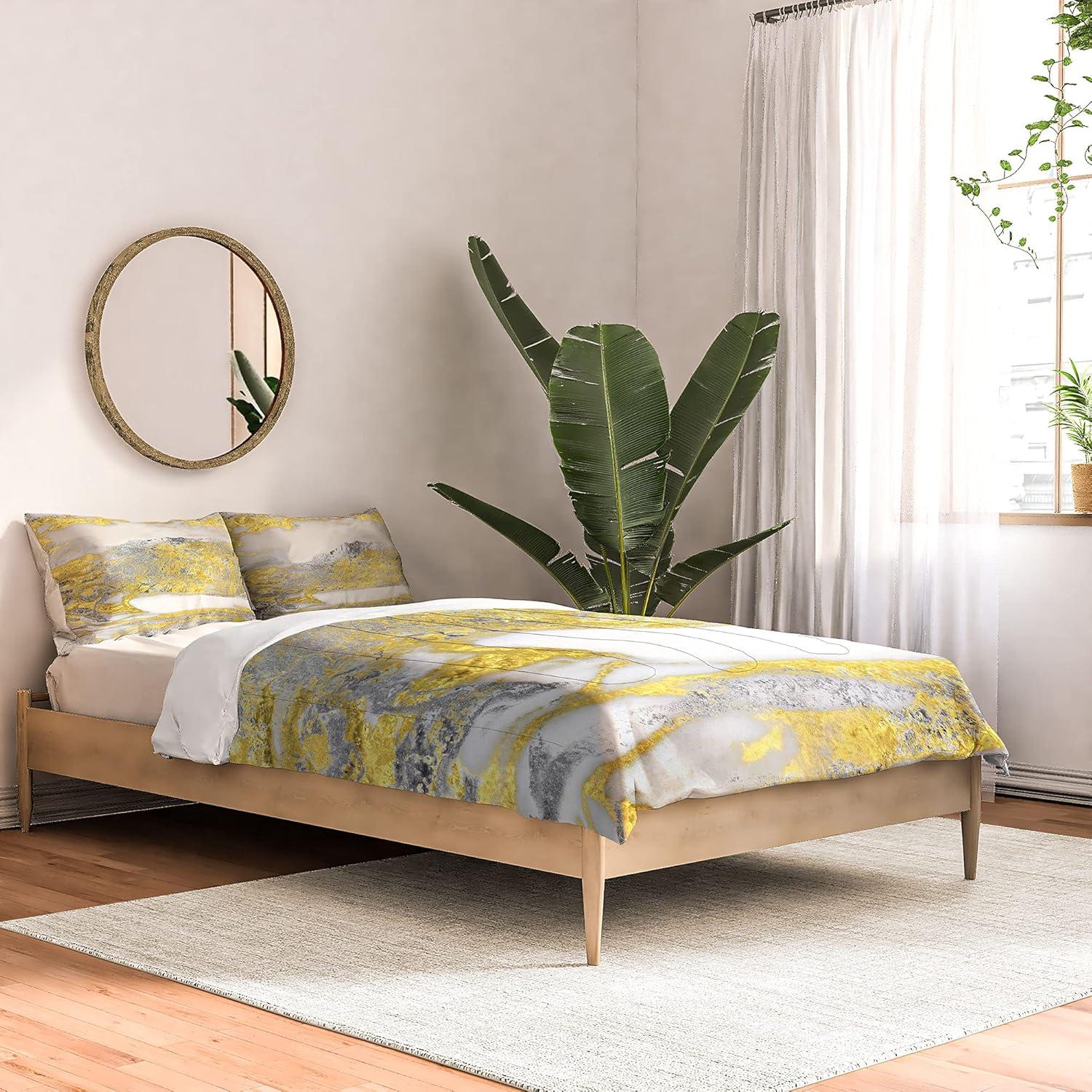 imageSociety6 2021 Cotton Comforter King Anitas amp Bellas Artwork Gold Palm Leaves Dream 1Sheila Wenzelganny Silver and Gold Marble Design