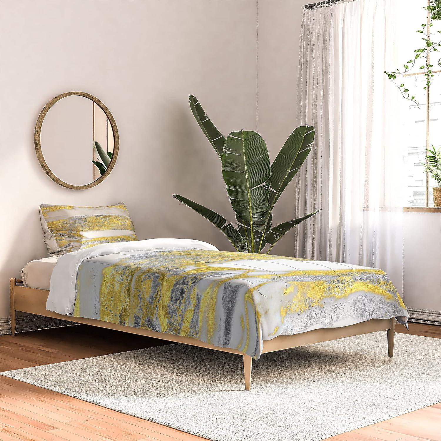 imageSociety6 2021 Cotton Comforter King Anitas amp Bellas Artwork Gold Palm Leaves Dream 1Sheila Wenzelganny Silver and Gold Marble Design