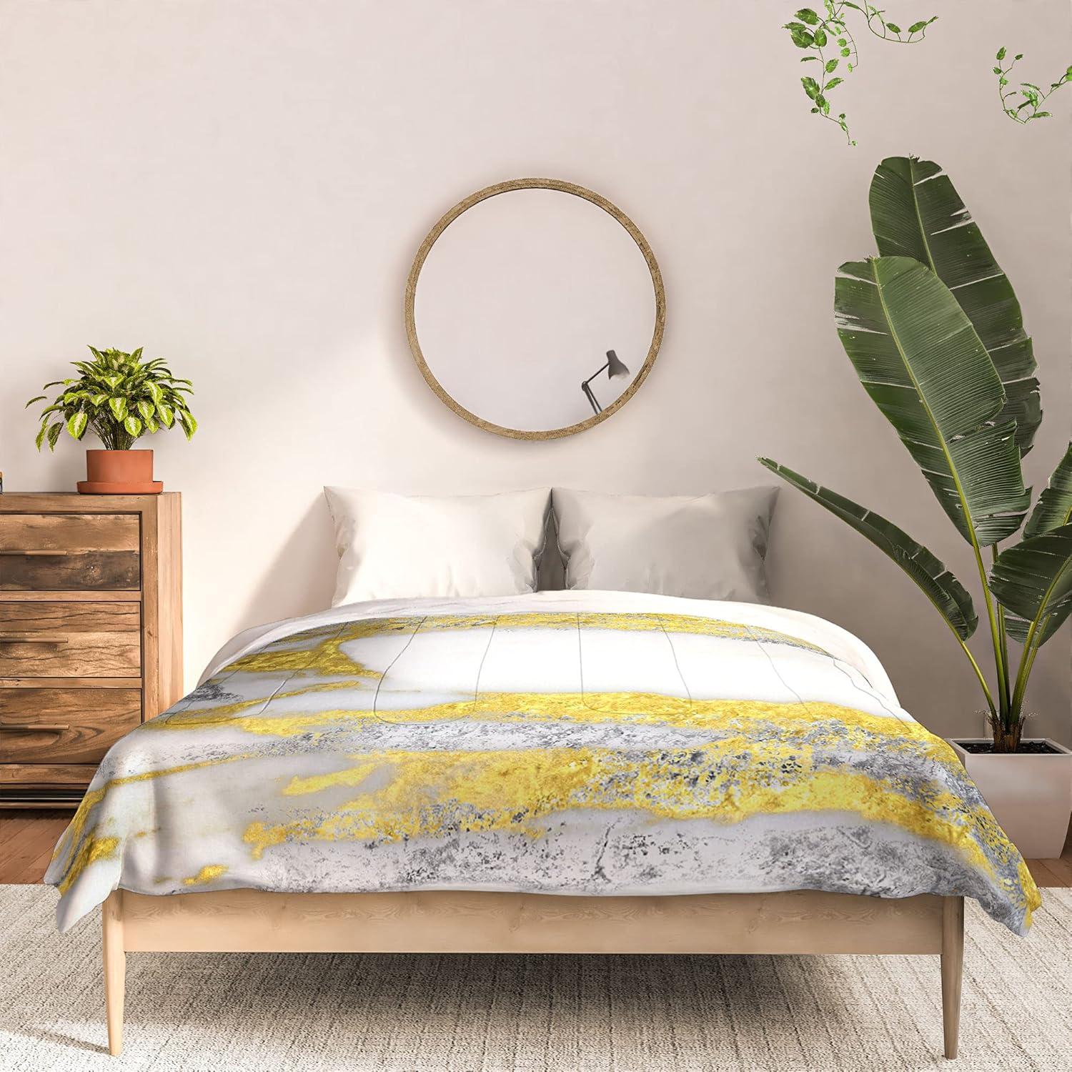 imageSociety6 2021 Cotton Comforter King Anitas amp Bellas Artwork Gold Palm Leaves Dream 1Sheila Wenzelganny Silver and Gold Marble Design