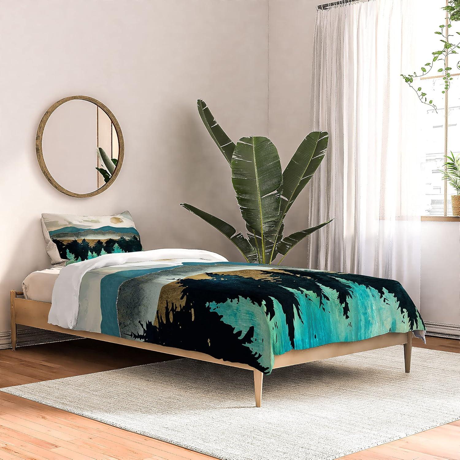 imageSociety6 2021 Cotton Comforter King Anitas amp Bellas Artwork Gold Palm Leaves Dream 1Spacefrogdesigns Forest Mist