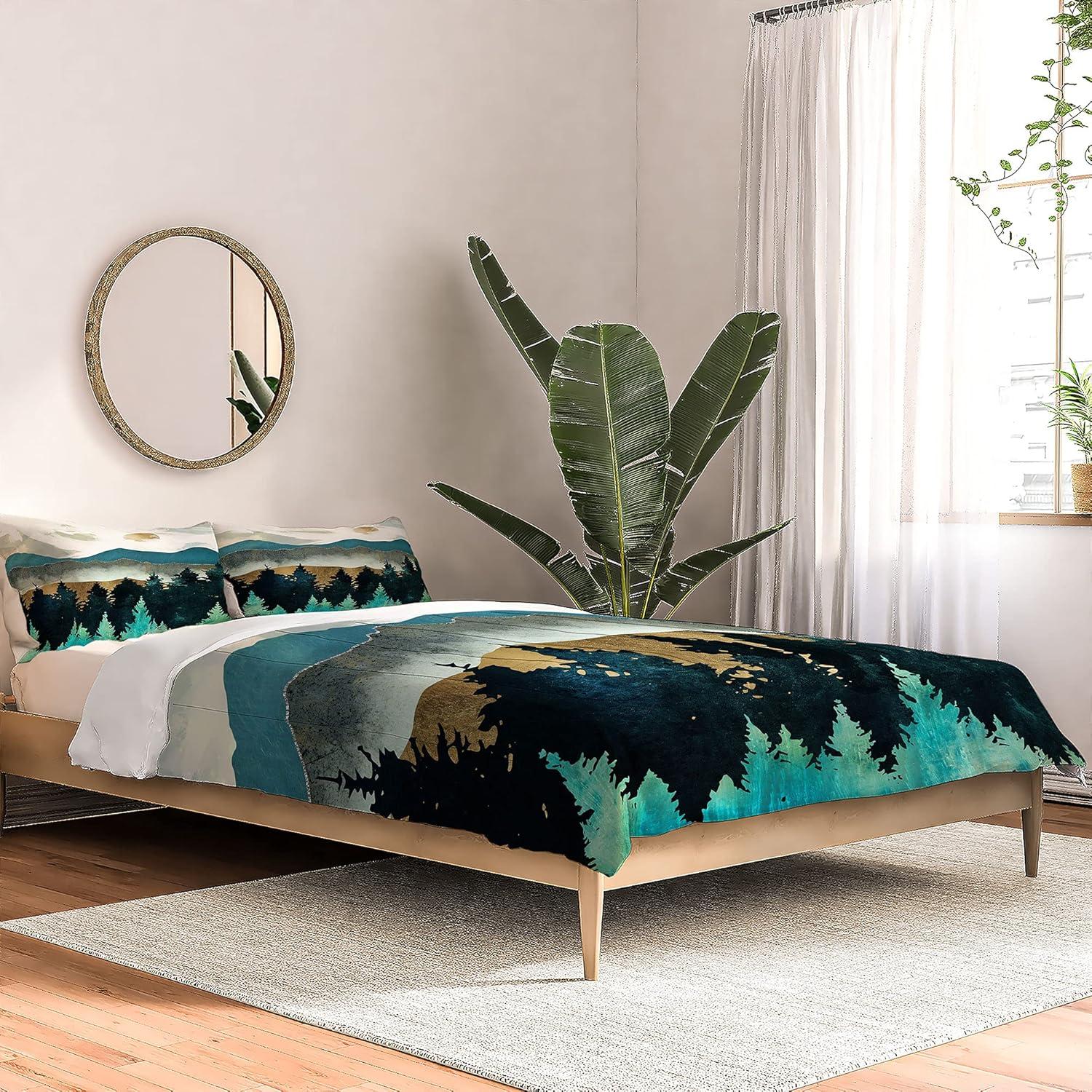 imageSociety6 2021 Cotton Comforter King Anitas amp Bellas Artwork Gold Palm Leaves Dream 1Spacefrogdesigns Forest Mist