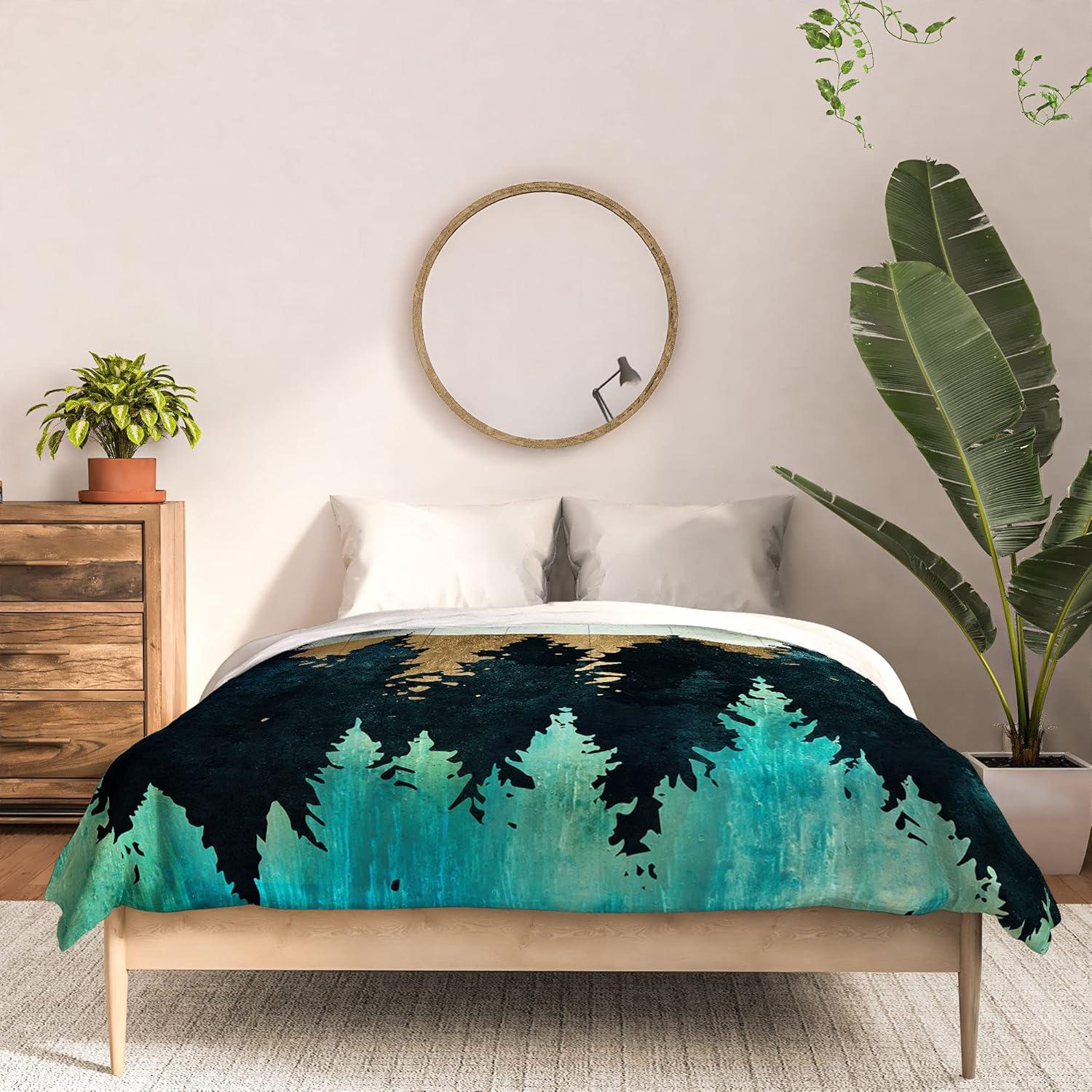 imageSociety6 2021 Cotton Comforter King Anitas amp Bellas Artwork Gold Palm Leaves Dream 1Spacefrogdesigns Forest Mist