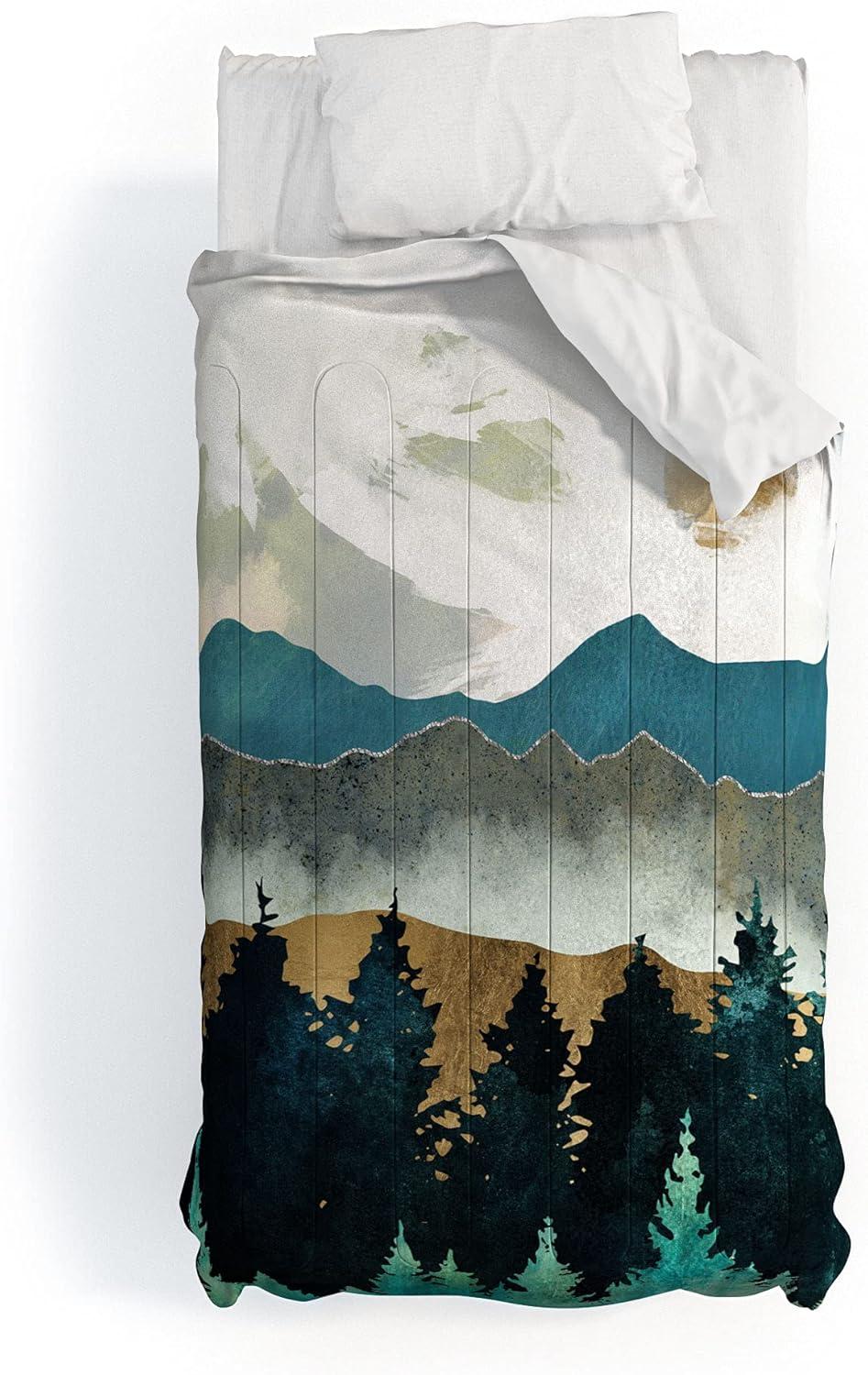 imageSociety6 2021 Cotton Comforter King Anitas amp Bellas Artwork Gold Palm Leaves Dream 1Spacefrogdesigns Forest Mist