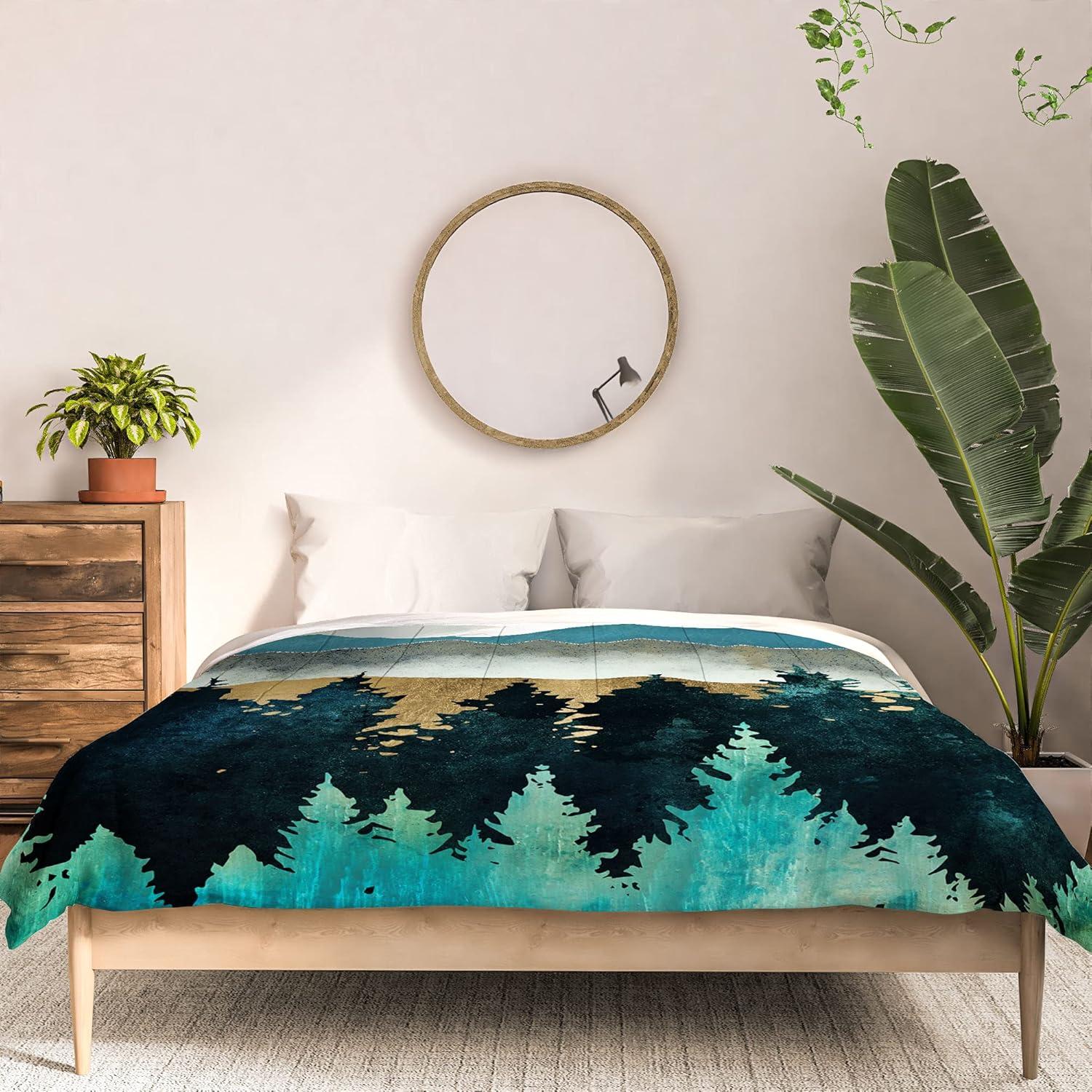 imageSociety6 2021 Cotton Comforter King Anitas amp Bellas Artwork Gold Palm Leaves Dream 1Spacefrogdesigns Forest Mist