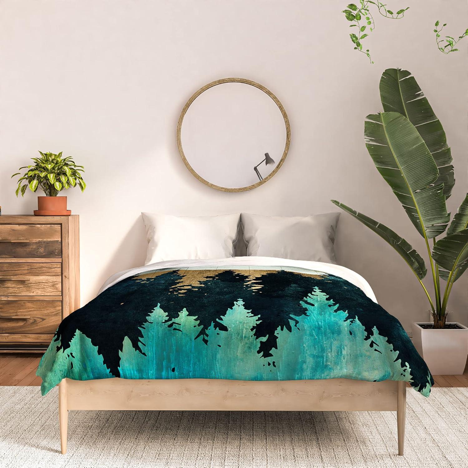 imageSociety6 2021 Cotton Comforter King Anitas amp Bellas Artwork Gold Palm Leaves Dream 1Spacefrogdesigns Forest Mist