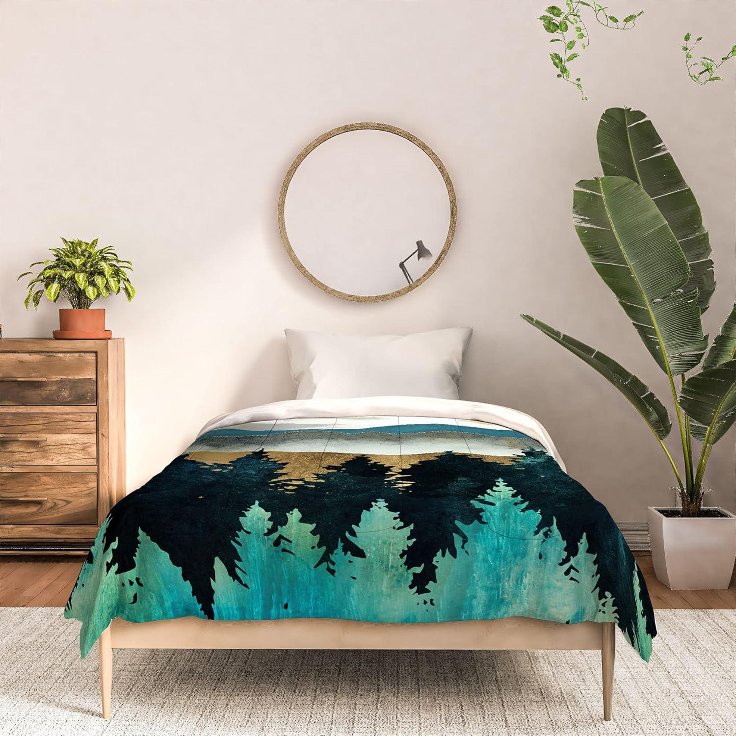 imageSociety6 2021 Cotton Comforter King Anitas amp Bellas Artwork Gold Palm Leaves Dream 1Spacefrogdesigns Forest Mist