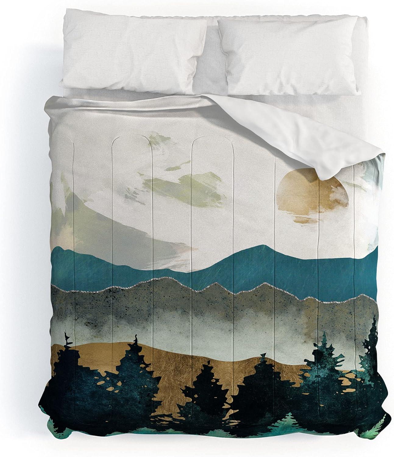 imageSociety6 2021 Cotton Comforter King Anitas amp Bellas Artwork Gold Palm Leaves Dream 1Spacefrogdesigns Forest Mist