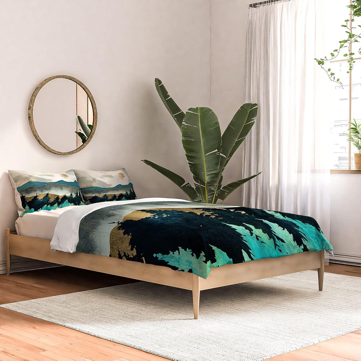 imageSociety6 2021 Cotton Comforter King Anitas amp Bellas Artwork Gold Palm Leaves Dream 1Spacefrogdesigns Forest Mist
