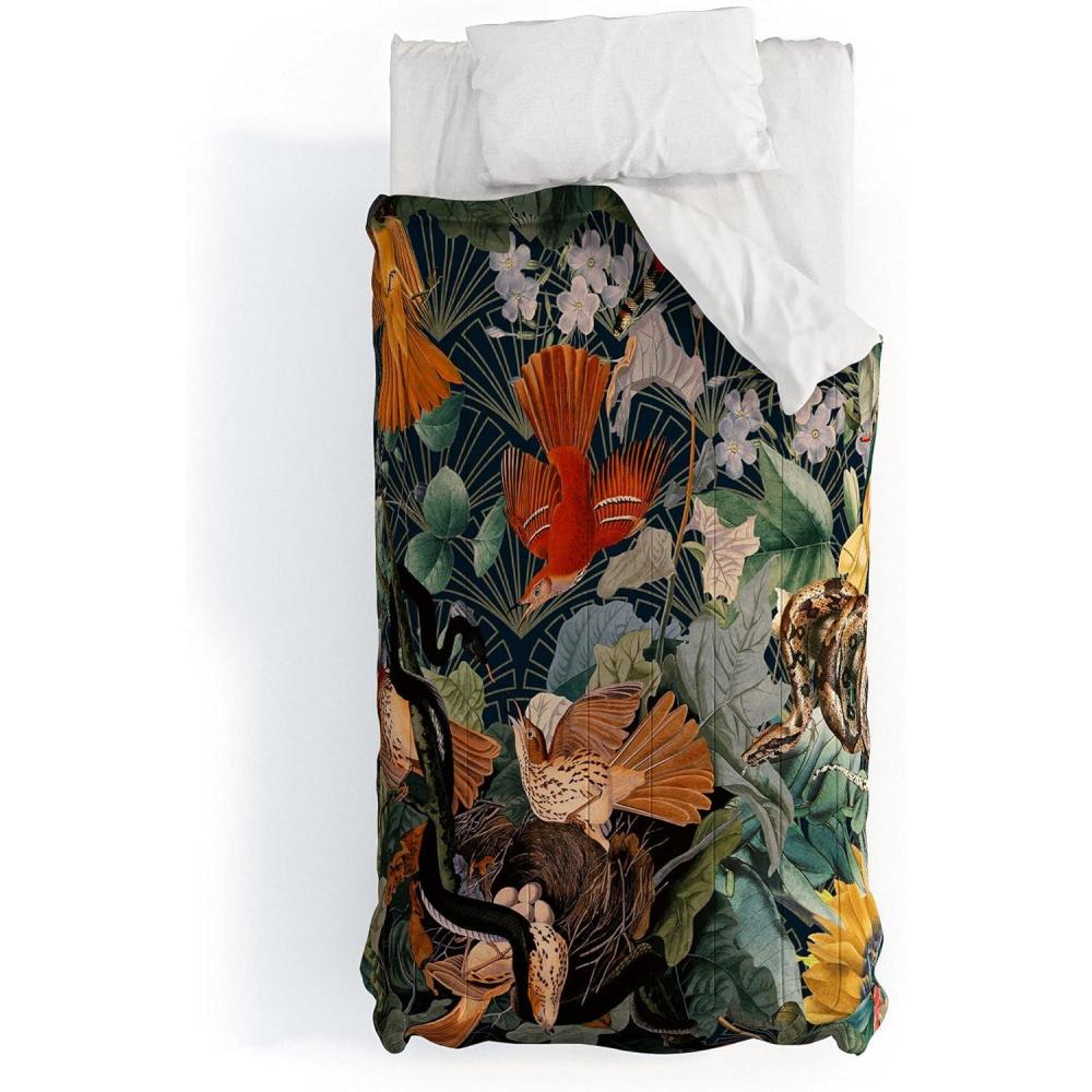 imageSociety6 2021 Cotton Comforter King Anitas amp Bellas Artwork Gold Palm Leaves Dream 1Burcu Korkmazyurek Birds and Snakes