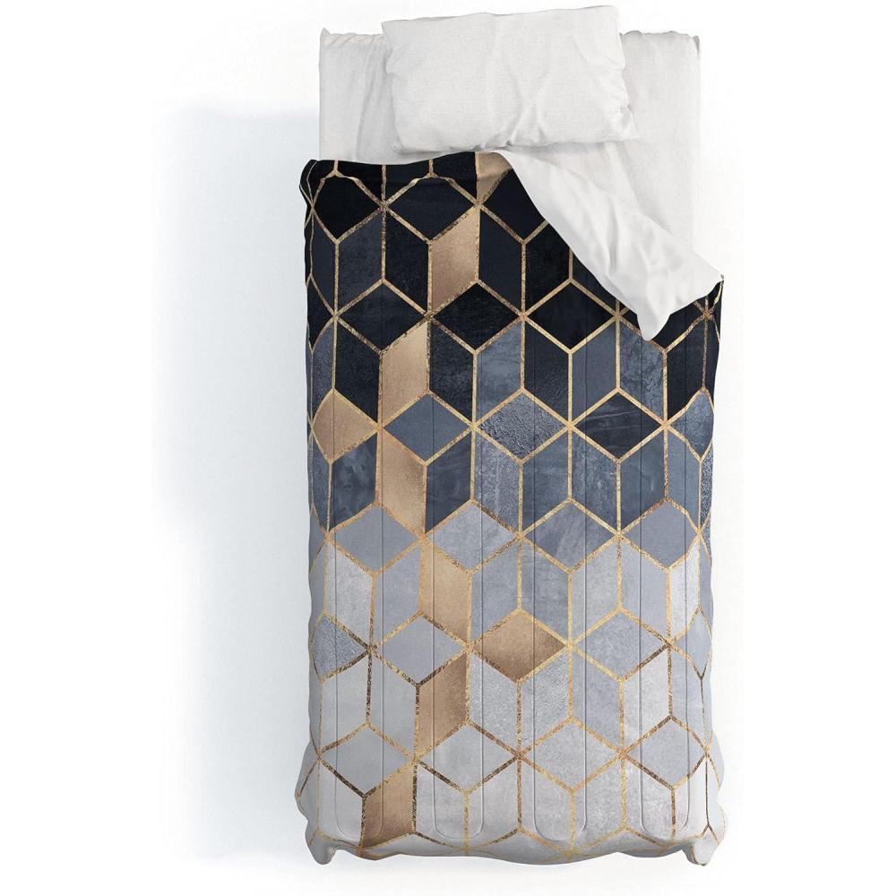imageSociety6 2021 Cotton Comforter King Anitas amp Bellas Artwork Gold Palm Leaves Dream 1Elisabeth Fredriksson Soft Blue Gradient Cubes 2