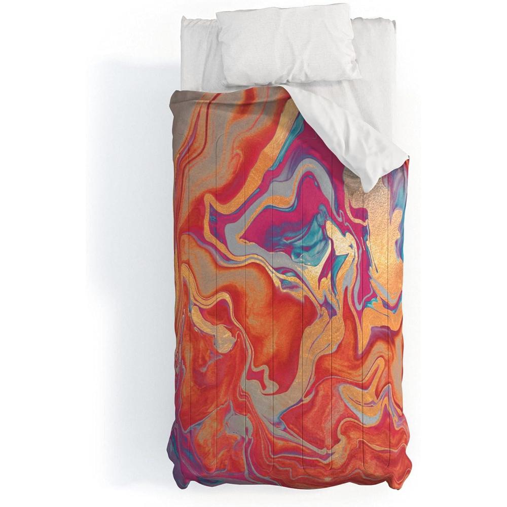imageSociety6 2021 Cotton Comforter King Anitas amp Bellas Artwork Gold Palm Leaves Dream 1Monika Strigel 1p Dramaqueen Gold and Fire
