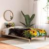 Society6 2021 Cotton Comforter, King, Anita’s & Bella’s Artwork Gold Palm Leaves Dream 1(Big Nose Work Sneaky Sloth With Sunflowers)