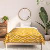 Society6 2021 Cotton Comforter, King, Anita’s & Bella’s Artwork Gold Palm Leaves Dream 1(Cat Coquillette Japanese Seigaiha Marigold)