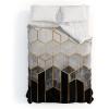 Society6 2021 Cotton Comforter, King, Anita’s & Bella’s Artwork Gold Palm Leaves Dream 1(Elisabeth Fredriksson Charcoal Hexagons)