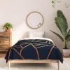 Society6 2021 Cotton Comforter, King, Anita’s & Bella’s Artwork Gold Palm Leaves Dream 1(Elisabeth Fredriksson Copper and Midnight Navy Geo)