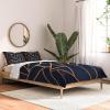 Society6 2021 Cotton Comforter, King, Anita’s & Bella’s Artwork Gold Palm Leaves Dream 1(Elisabeth Fredriksson Copper and Midnight Navy Geo)