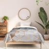 Society6 2021 Cotton Comforter, King, Anita’s & Bella’s Artwork Gold Palm Leaves Dream 1(Elisabeth Fredriksson Soft Blue Gradient Cubes 2)