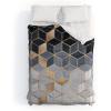 Society6 2021 Cotton Comforter, King, Anita’s & Bella’s Artwork Gold Palm Leaves Dream 1(Elisabeth Fredriksson Soft Blue Gradient Cubes 2)