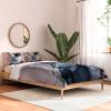 Society6 2021 Cotton Comforter, King, Anita’s & Bella’s Artwork Gold Palm Leaves Dream 1(Elizabeth Karlson Blush Navy Gray Abstract Calm)