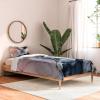 Society6 2021 Cotton Comforter, King, Anita’s & Bella’s Artwork Gold Palm Leaves Dream 1(Elizabeth Karlson Blush Navy Gray Abstract Calm)