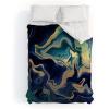 Society6 2021 Cotton Comforter, King, Anita’s & Bella’s Artwork Gold Palm Leaves Dream 1(Monika Strigel Dramaqueen Gold Indigo Marble)