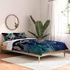 Society6 2021 Cotton Comforter, King, Anita’s & Bella’s Artwork Gold Palm Leaves Dream 1(Monika Strigel Dramaqueen Gold Indigo Marble)