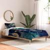Society6 2021 Cotton Comforter, King, Anita’s & Bella’s Artwork Gold Palm Leaves Dream 1(Monika Strigel Dramaqueen Gold Indigo Marble)