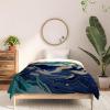 Society6 2021 Cotton Comforter, King, Anita’s & Bella’s Artwork Gold Palm Leaves Dream 1(Monika Strigel Dramaqueen Gold Indigo Marble)