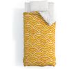 Society6 2021 Cotton Comforter, King, Anita’s & Bella’s Artwork Gold Palm Leaves Dream 1(Cat Coquillette Japanese Seigaiha Marigold)