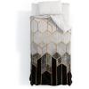Society6 2021 Cotton Comforter, King, Anita’s & Bella’s Artwork Gold Palm Leaves Dream 1(Elisabeth Fredriksson Charcoal Hexagons)
