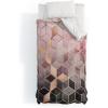 Society6 2021 Cotton Comforter, King, Anita’s & Bella’s Artwork Gold Palm Leaves Dream 1(Elisabeth Fredriksson Pink Grey Gradient Cubes 2)