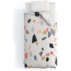 Society6 2021 Cotton Comforter, King, Anita’s & Bella’s Artwork Gold Palm Leaves Dream 1(Elisabeth Fredriksson Terrazzo Treasure)