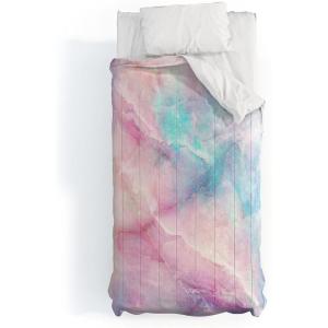 Society6 2021 Cotton Comforter, King, Anita’s & Bella’s Artwork Gold Palm Leaves Dream 1(Emanuela Carratoni Iridescent Marble)