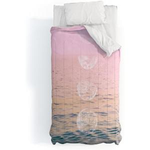 Society6 2021 Cotton Comforter, King, Anita’s & Bella’s Artwork Gold Palm Leaves Dream 1(Emanuela Carratoni Moontime on the Beach)