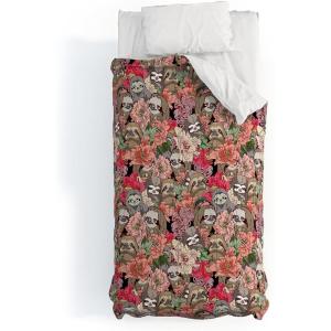 Society6 2021 Cotton Comforter, King, Anita’s & Bella’s Artwork Gold Palm Leaves Dream 1(Huebucket Because Sloths)