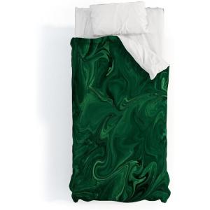 Society6 2021 Cotton Comforter, King, Anita’s & Bella’s Artwork Gold Palm Leaves Dream 1(Sheila Wenzel-ganny Emerald Green Abstract)