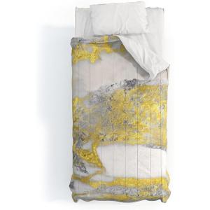 Society6 2021 Cotton Comforter, King, Anita’s & Bella’s Artwork Gold Palm Leaves Dream 1(Sheila Wenzel-ganny Silver and Gold Marble Design)