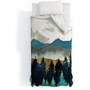 Society6 2021 Cotton Comforter, King, Anita’s & Bella’s Artwork Gold Palm Leaves Dream 1(Spacefrogdesigns Forest Mist)