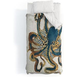 Society6 2021 Cotton Comforter, King, Anita’s & Bella’s Artwork Gold Palm Leaves Dream 1(Spacefrogdesigns Underwater Dream Vi)