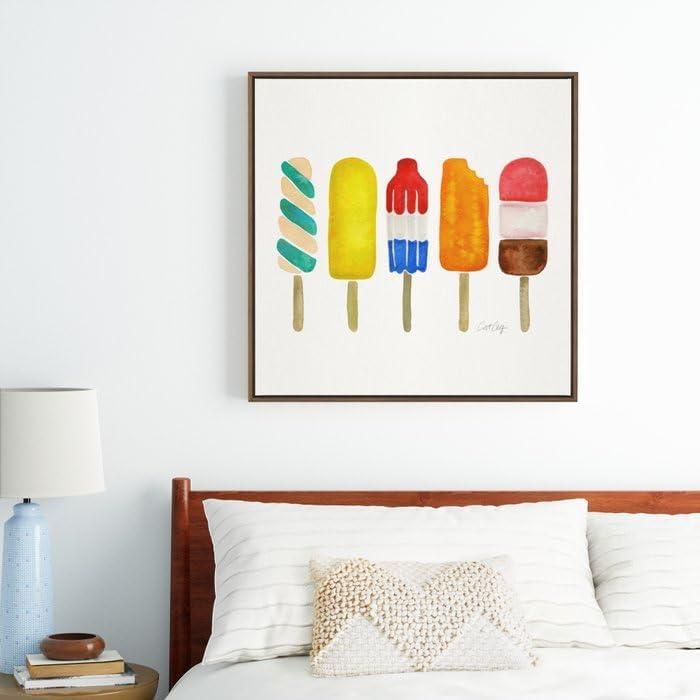 imageSociety6 Popsicle Collection Canvas Print Modern Wall Art by Cat Coquillette Framed Canvas GalleryQuality Canvas with FadeResistant Ink 10 X 10 WhiteWalnut