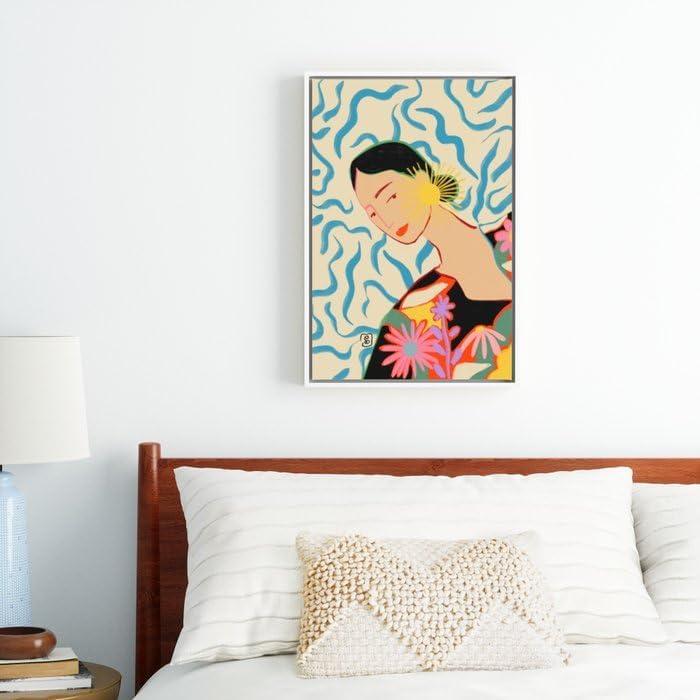 imageSociety6 Smiling Woman And Sunshine Canvas Print Modern Wall Art by Sandra Poliakov Framed Canvas GalleryQuality Canvas with FadeResistant Ink 8 x 10 BlackWhite
