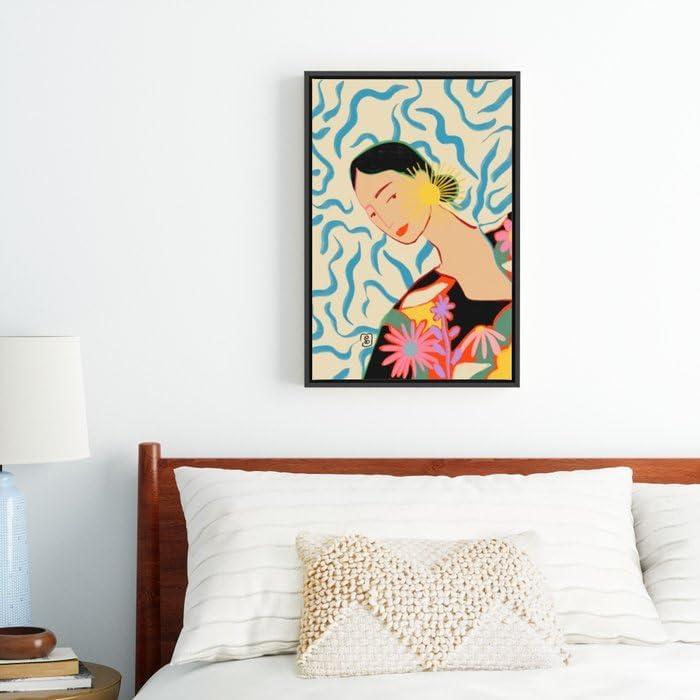 imageSociety6 Smiling Woman And Sunshine Canvas Print Modern Wall Art by Sandra Poliakov Framed Canvas GalleryQuality Canvas with FadeResistant Ink 8 x 10 BlackBlack
