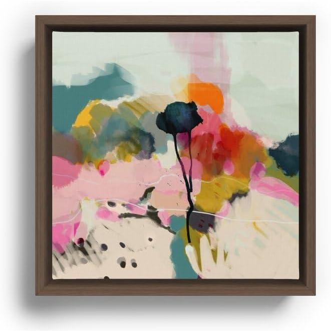 imageSociety6 Paysage Abstract Canvas Print Modern Wall Art by Lalunetricotee Art Paintings Framed Canvas GalleryQuality Canvas with FadeResistant Ink 20 X 20 MapleWalnut