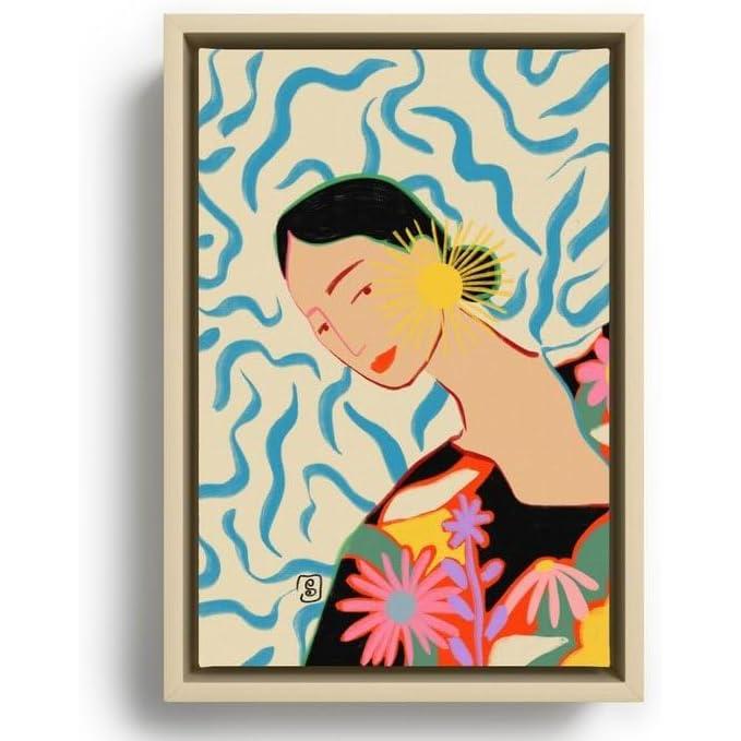 imageSociety6 Smiling Woman And Sunshine Canvas Print Modern Wall Art by Sandra Poliakov Framed Canvas GalleryQuality Canvas with FadeResistant Ink 8 x 10 BlackMaple