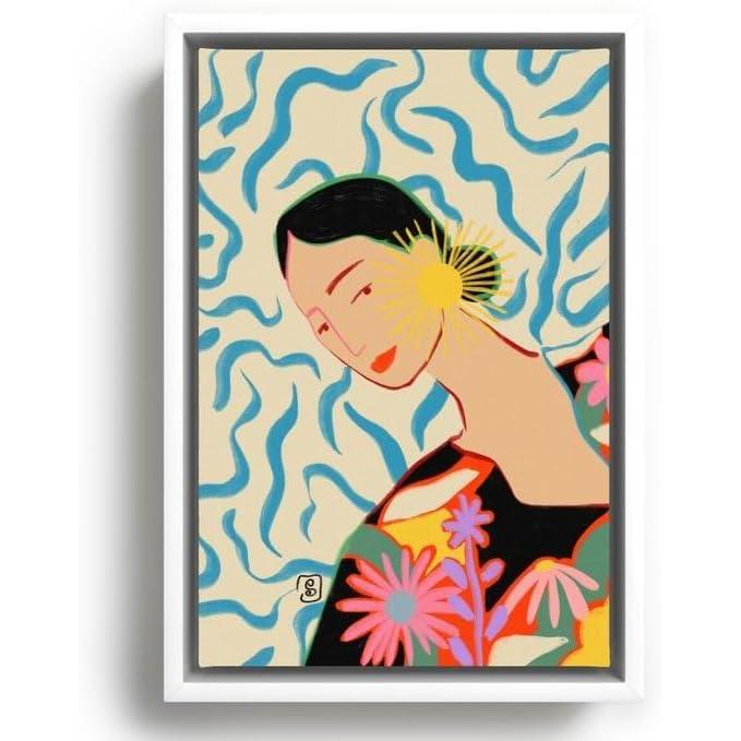 imageSociety6 Smiling Woman And Sunshine Canvas Print  Modern Wall Art by Sandra Poliakov  Framed Canvas GalleryQuality Canvas with FadeResistant Ink 8 x 10 BlackWhite